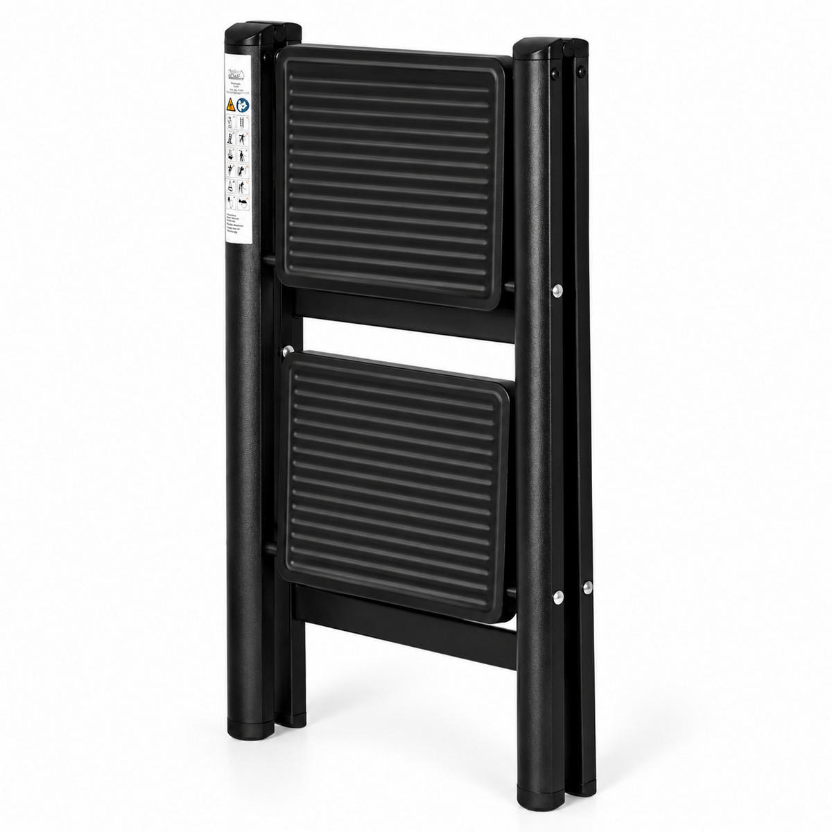 KLAPPTRITTLEITER 2 Stufen Schwarz - Schwarz, Kunststoff/Metall (42/60/48cm) - Mat-Haus