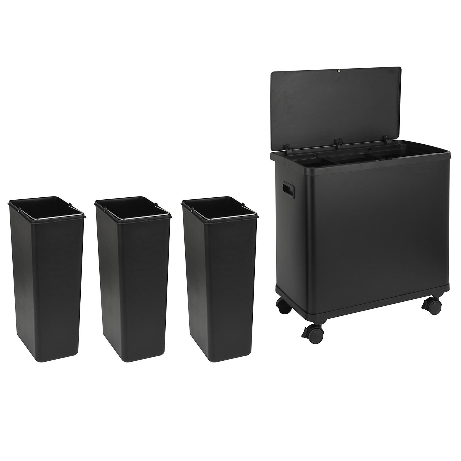 SENSORMÜLLEIMER SR3X18 54L Schwarz - Schwarz, Metall (58/60/35cm) - SVITA