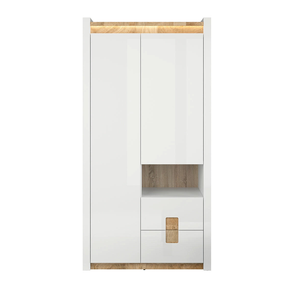 SKRIŇA 2 dvere Helios Biela a drevo - biela, kompozitné drevo (102/201/60cm) - Petits-meubles