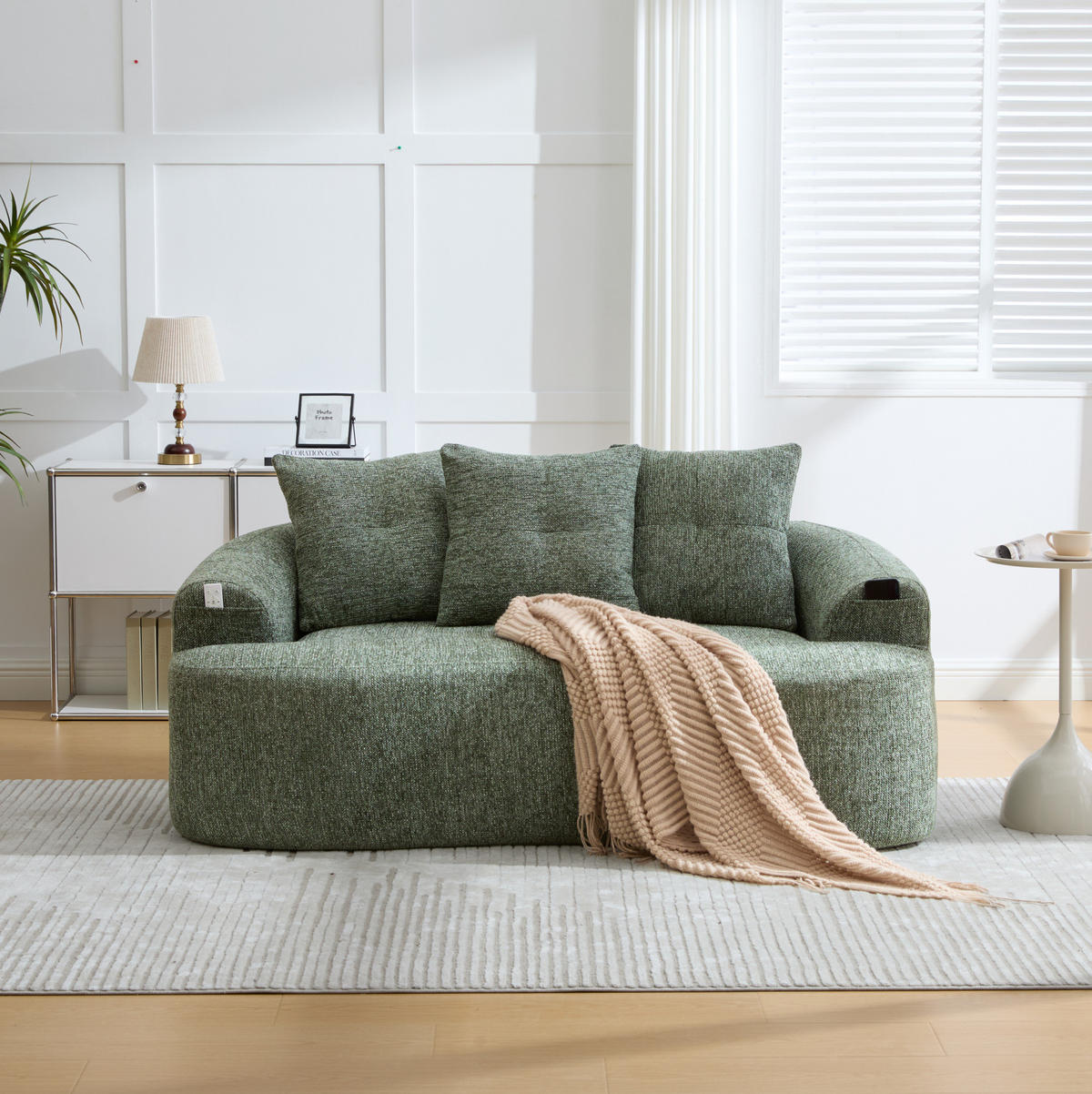 ZWEISITZERSOFA Chenille Grün 164 x 92 x 60 cm - Grün, Holzwerkstoff (164/64/92cm) - Meubliv