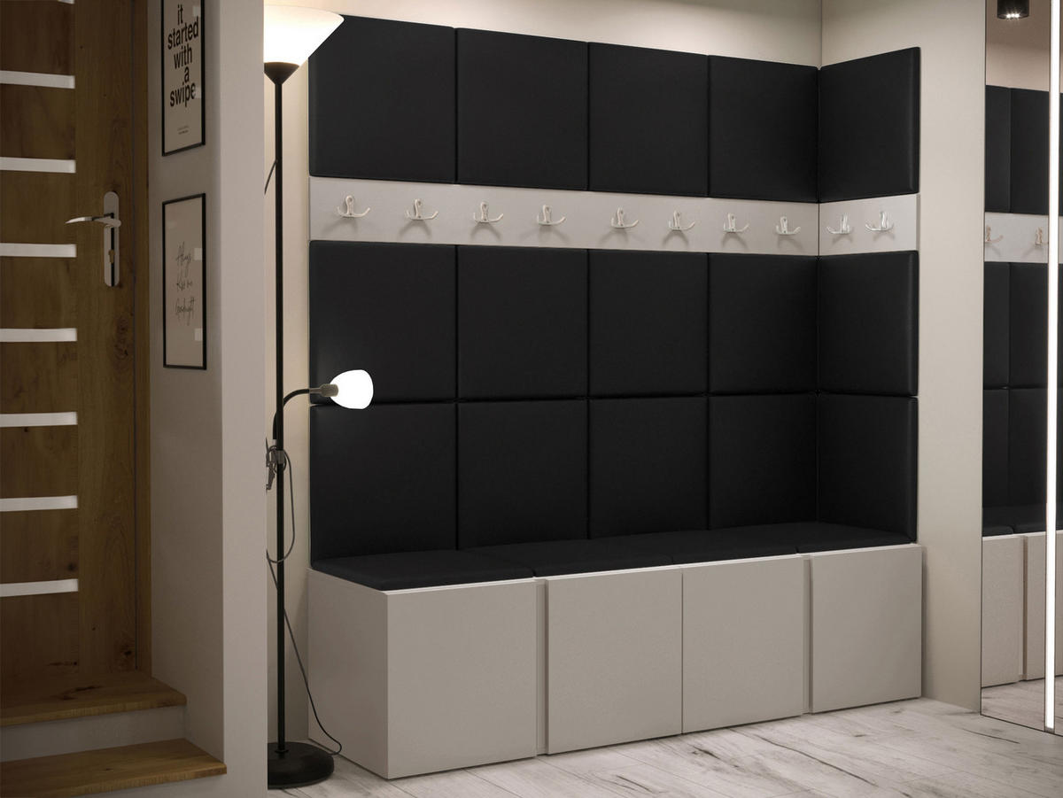 GARDEROBEN-SET Orion II - Kaschmir/Schwarz, Holzwerkstoff/Kunststoff (168/186/46cm) - MIRJAN24