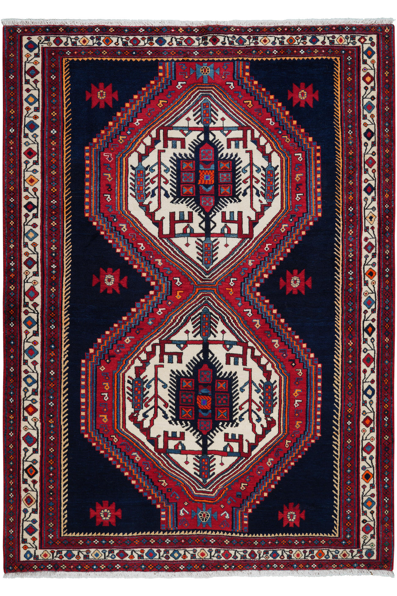 TEPPICH Afshar Blau 229/162 cm Schurwolle - Blau, Textil (162/229cm) - Looma