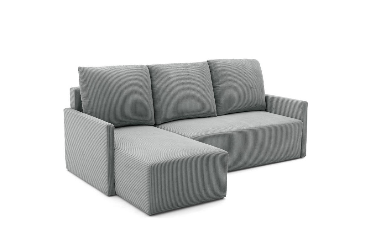 ECKSOFA GARDA L Links mit Schlaffunktion 132x198 Cord Grau - Schwarz/Grau, Holz/Kunststoff (209/145cm) - NACANAPA