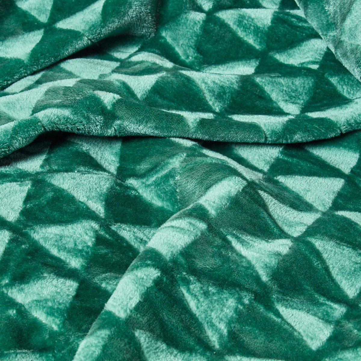 KUSCHELDECKE Sherpa 160/200 cm, Samtdecke mit Dreieckmuster - Grün, Textil (160/200cm) - Homescapes