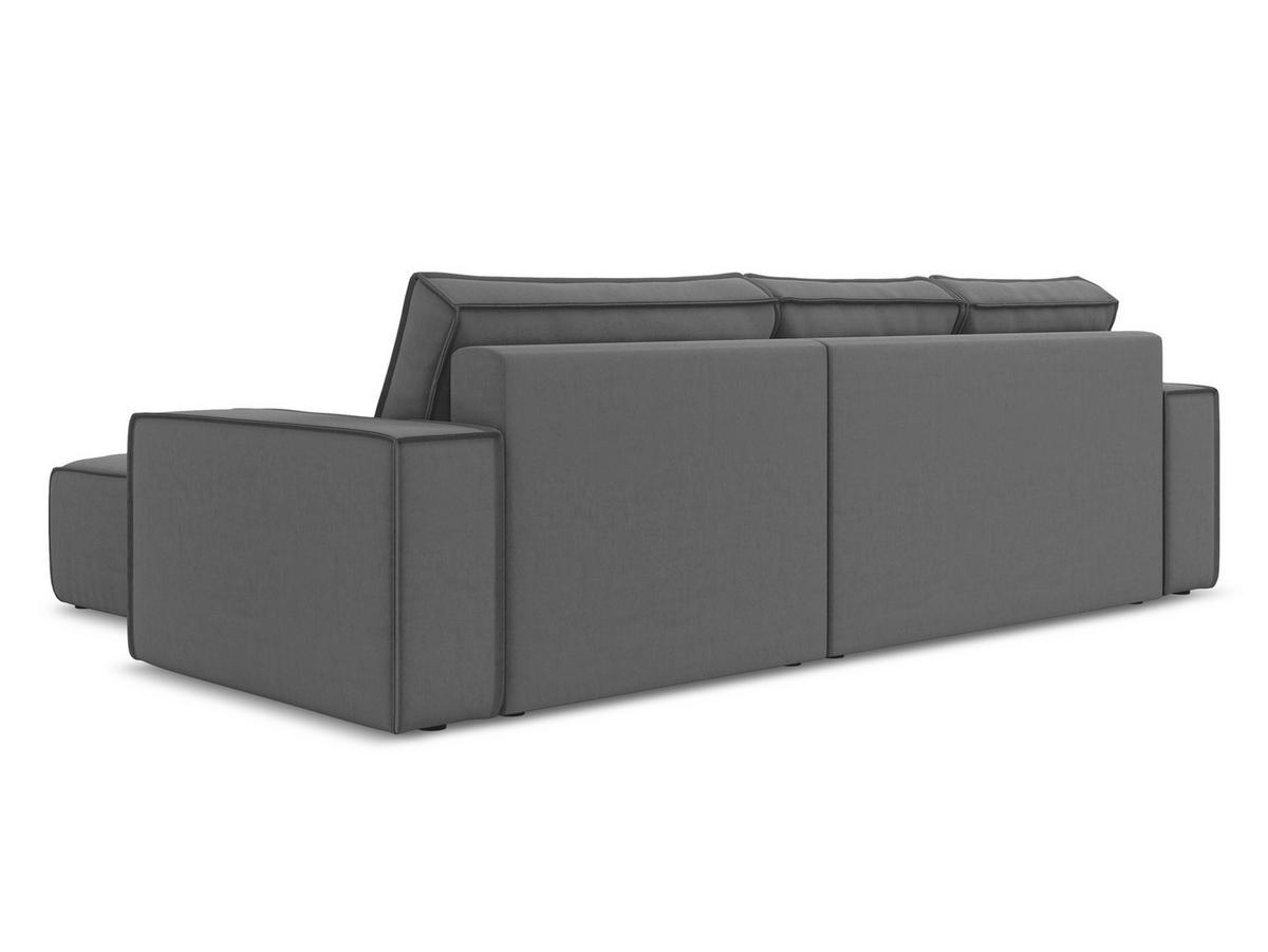 ECKSOFA mit Schlaffunktion Samt Stoff Grau - Schwarz/Grau, Kunststoff/Textil (290/185cm) - Makamii
