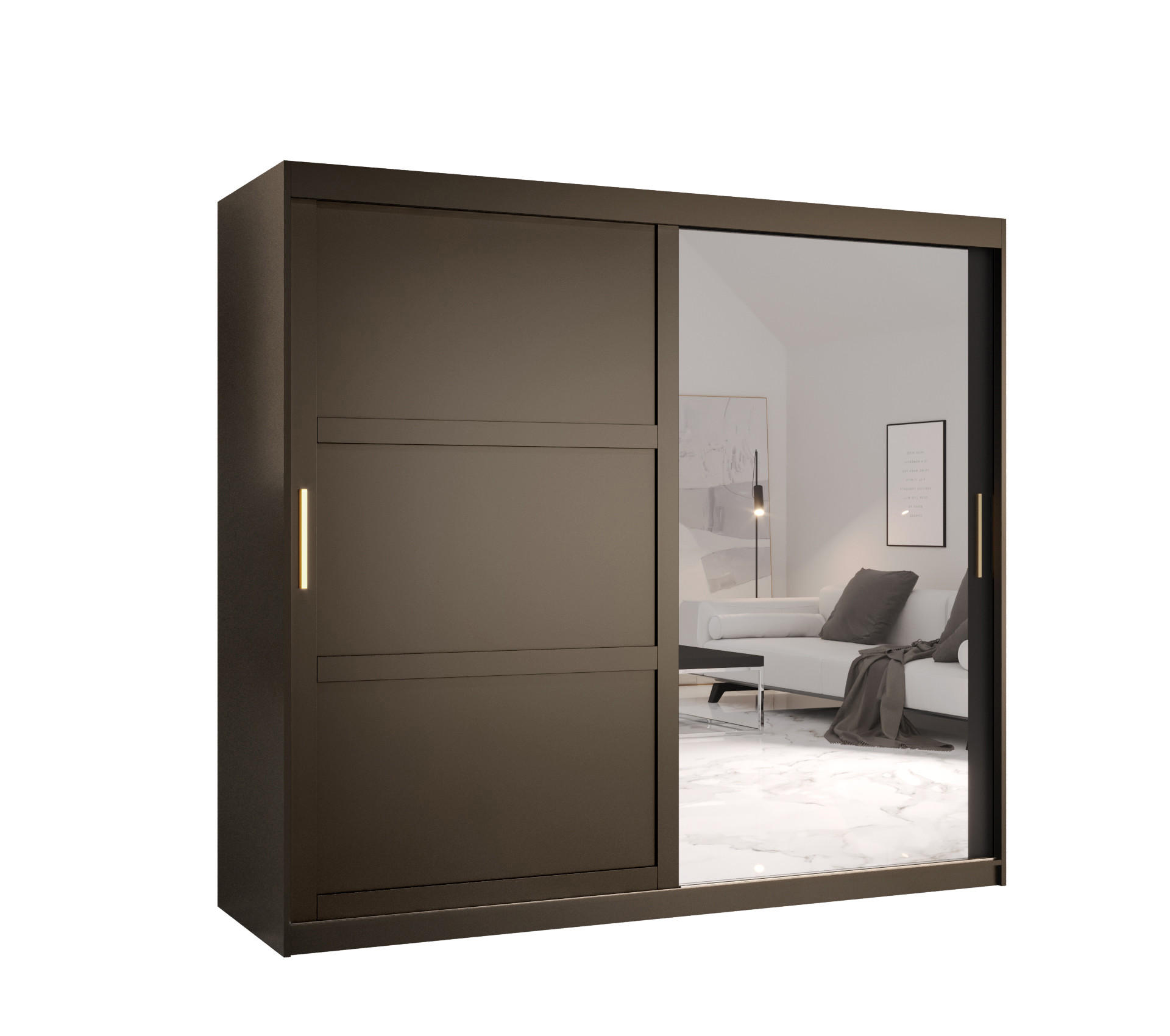 SCHWEBETÜRENSCHRANK 200/200/62 2-türig - Goldfarben/Schwarz, Holz/Kunststoff (200/200/62cm) - Abiks Möbel