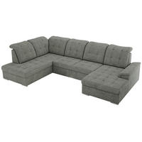 WOHNLANDSCHAFT MADRITO U - Grau Struktur - Links - Silberfarben/Grau, Textil/Metall (204/89/323cm) - MKS