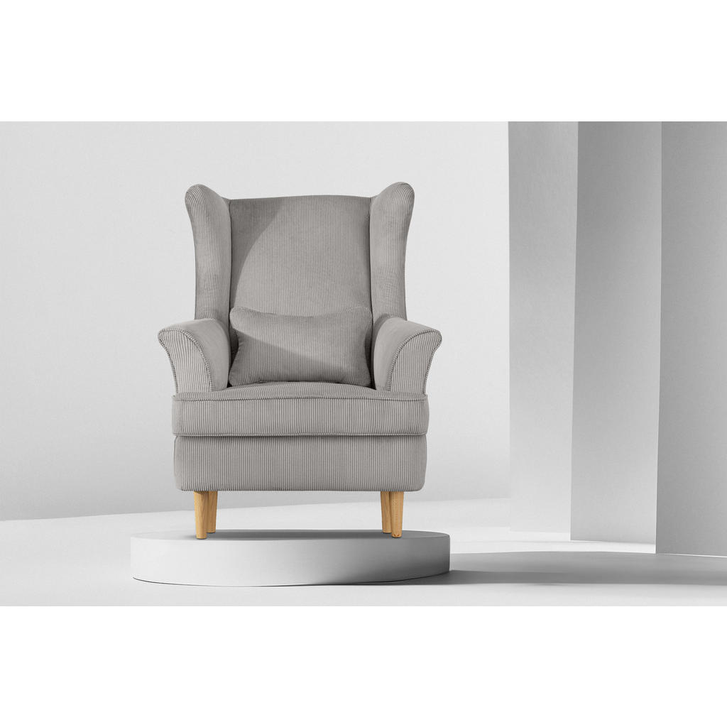 Thumbnail - Konsimo® Ohrensessel, Silber, Textil, 82x108x80 cm, Wohnzimmer, Sessel, Polstersessel