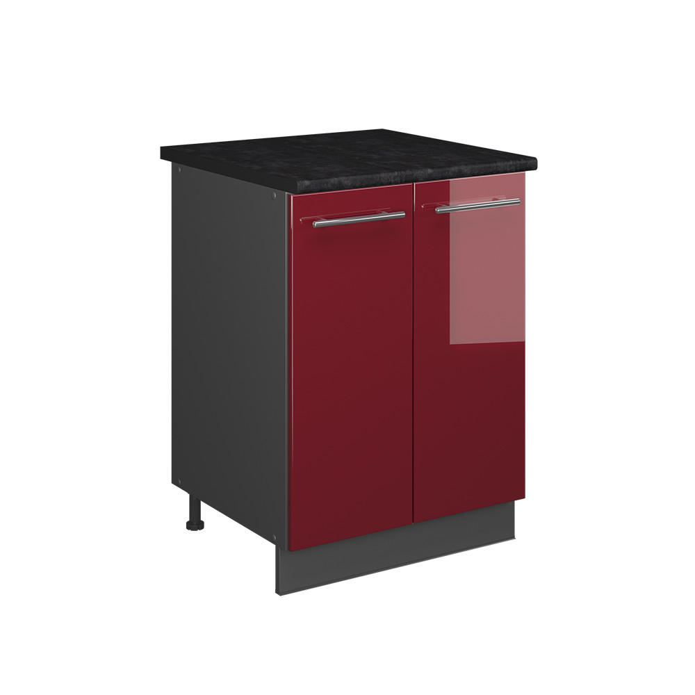 SPÜLENUNTERSCHRANK Fame-Line, Bordeaux Hochglanz/Anthrazit, 60 cm - Bordeaux/Anthrazit, Holzwerkstoff (60/82/60cm) - Vicco