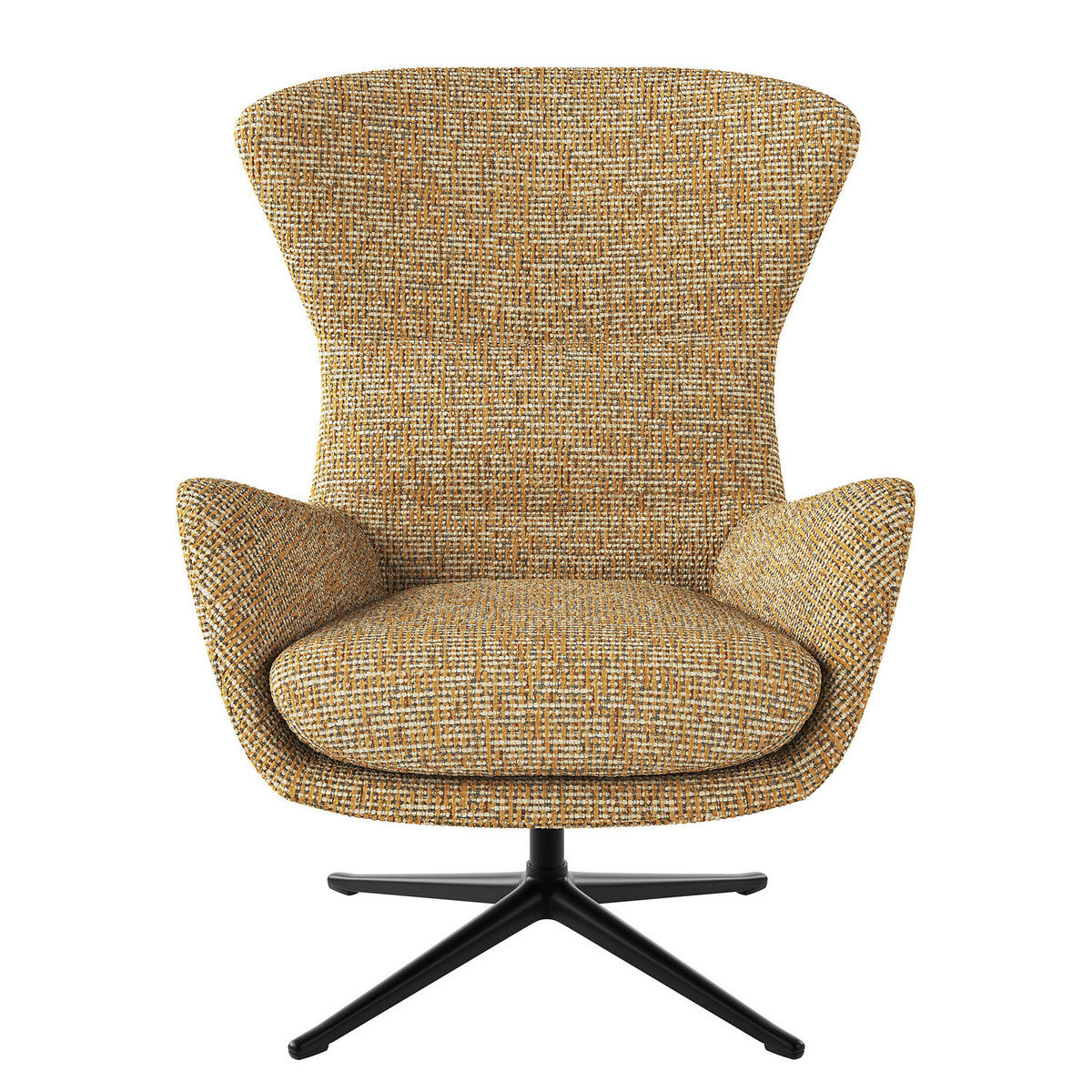 SESSEL mit Kreuzfuß - Schwarz/Honig, Textil/Metall (84/99/96cm) - home24