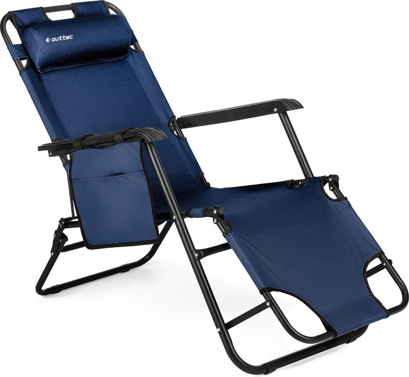 GARTEN-RELAXSESSEL bis 150 kg, Klappbar - Dunkelblau, Textil (61/31/153cm) - Outtec