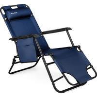 GARTEN-RELAXSESSEL bis 150 kg, Klappbar - Dunkelblau, Textil (61/31/153cm) - Outtec