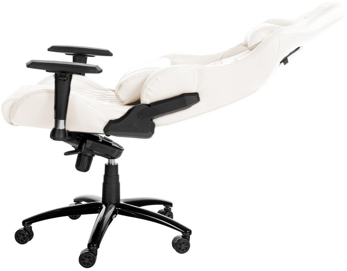 CHEFSESSEL Echtleder weiß - Schwarz/Weiß, Leder/Metall (70/129/64cm) - CLP