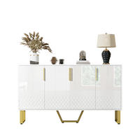 SIDEBOARD aus MDF 140x40x80 cm Weiß Hochglanz mit 4 Türen und Metallbeinen - Weiß, Holzwerkstoff (140/80/40cm) - IVMEU