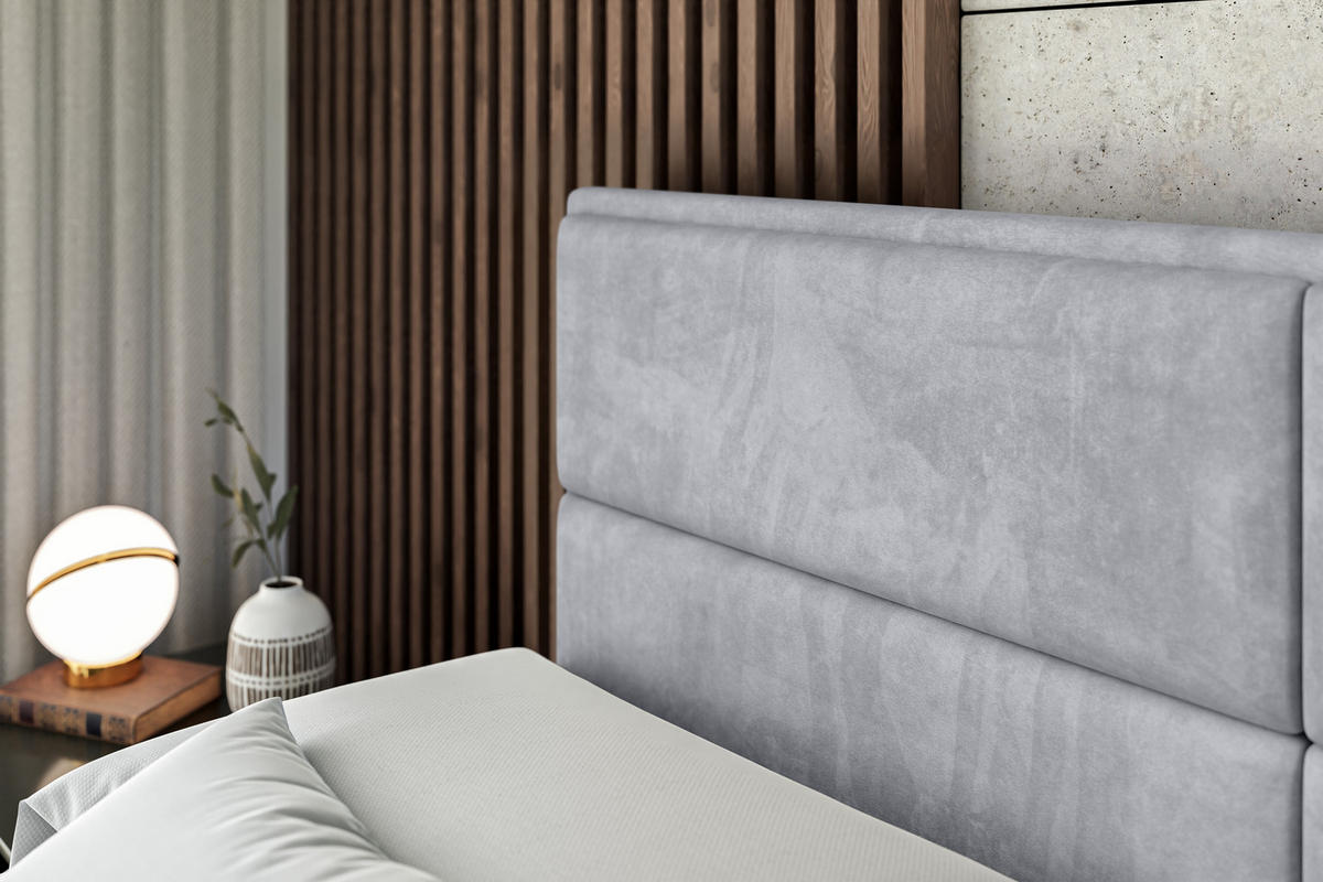 BOXBETT mit Matratze H3 und Lattenrost - AURA - 180x200 Hellgrau - Hellgrau, Holzwerkstoff (180/200cm) - ALTDECOR