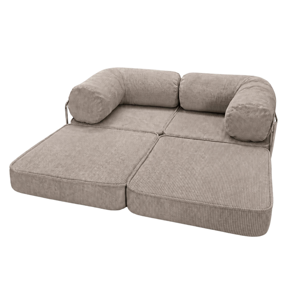 SOFA SURB Duo 100 Schlafsofa 2-Sitzer Taupe 200/100 cm - Taupe/Chromfarben, Textil/Metall (200/70/100cm) - SURB