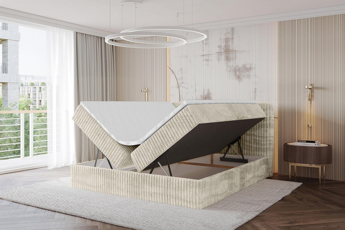BOXBETT mit Matratze H4 - NINA - 160x200 cm - Creme - Magnolie, Holzwerkstoff (160/200cm) - ALTDECOR