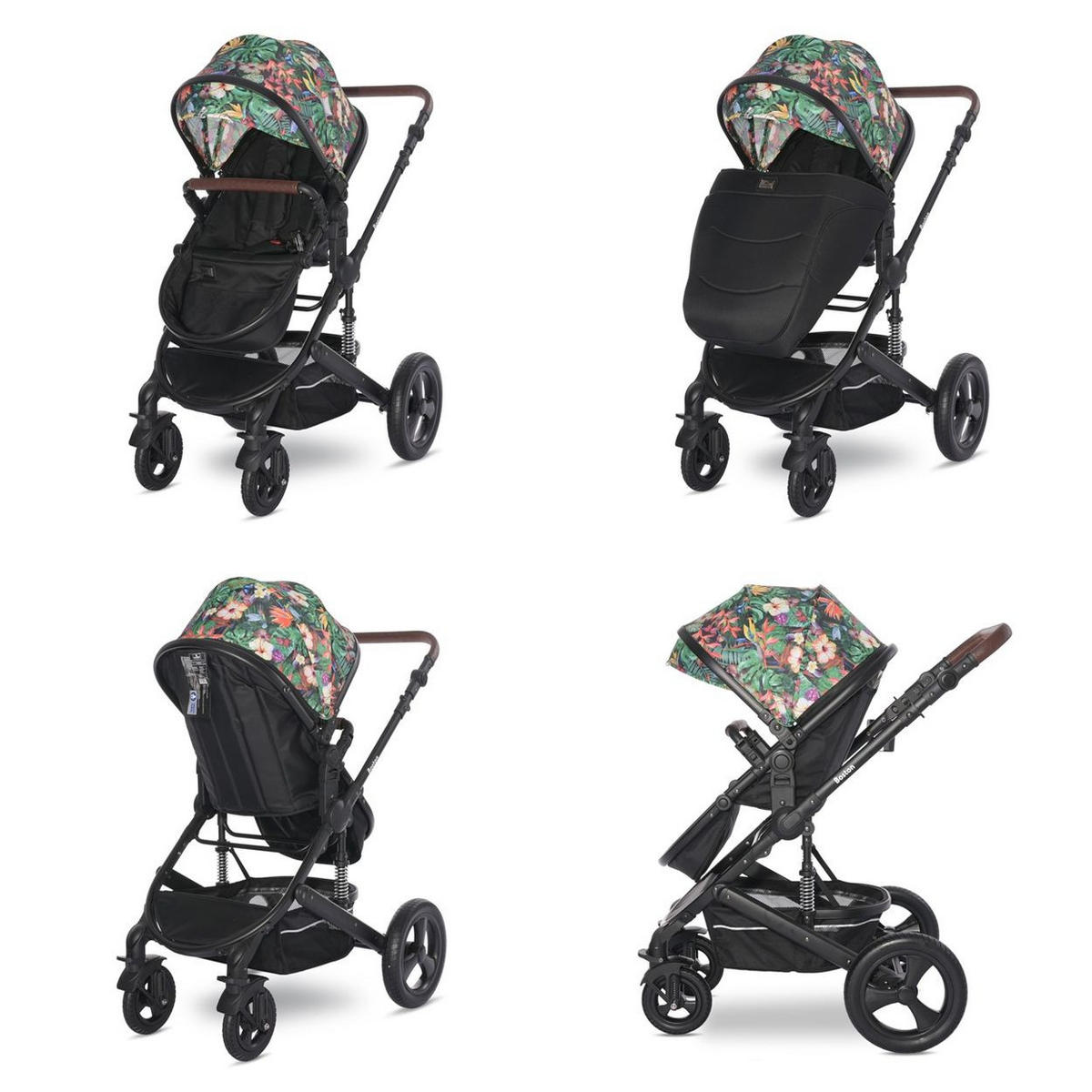 KOMBIKINDERWAGEN Boston 2 in 1 blumen Sportsitz Babywanne Mückennetz bis 22 kg - Multicolor, Metall (106/60/118cm) - Lorelli