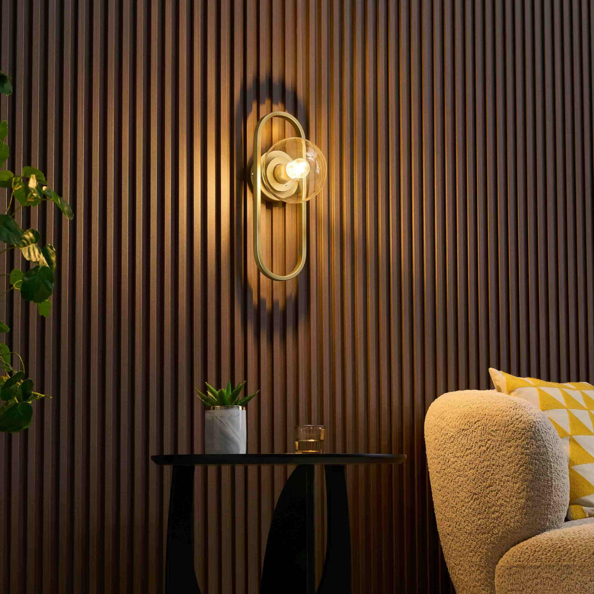 WANDLEUCHTE Belisto, Transparent und goldfarben, 40cm - Transparent, Glas (15/40/15cm) - KOSILUM