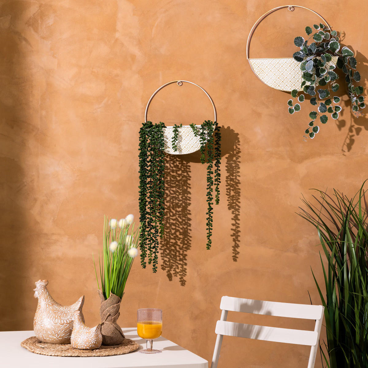 BLUMENTOPF Hängend Tino 34 cm 2er-Set - Beige, Metall (12/35/34cm) - Atmosphera Createur d´interieur
