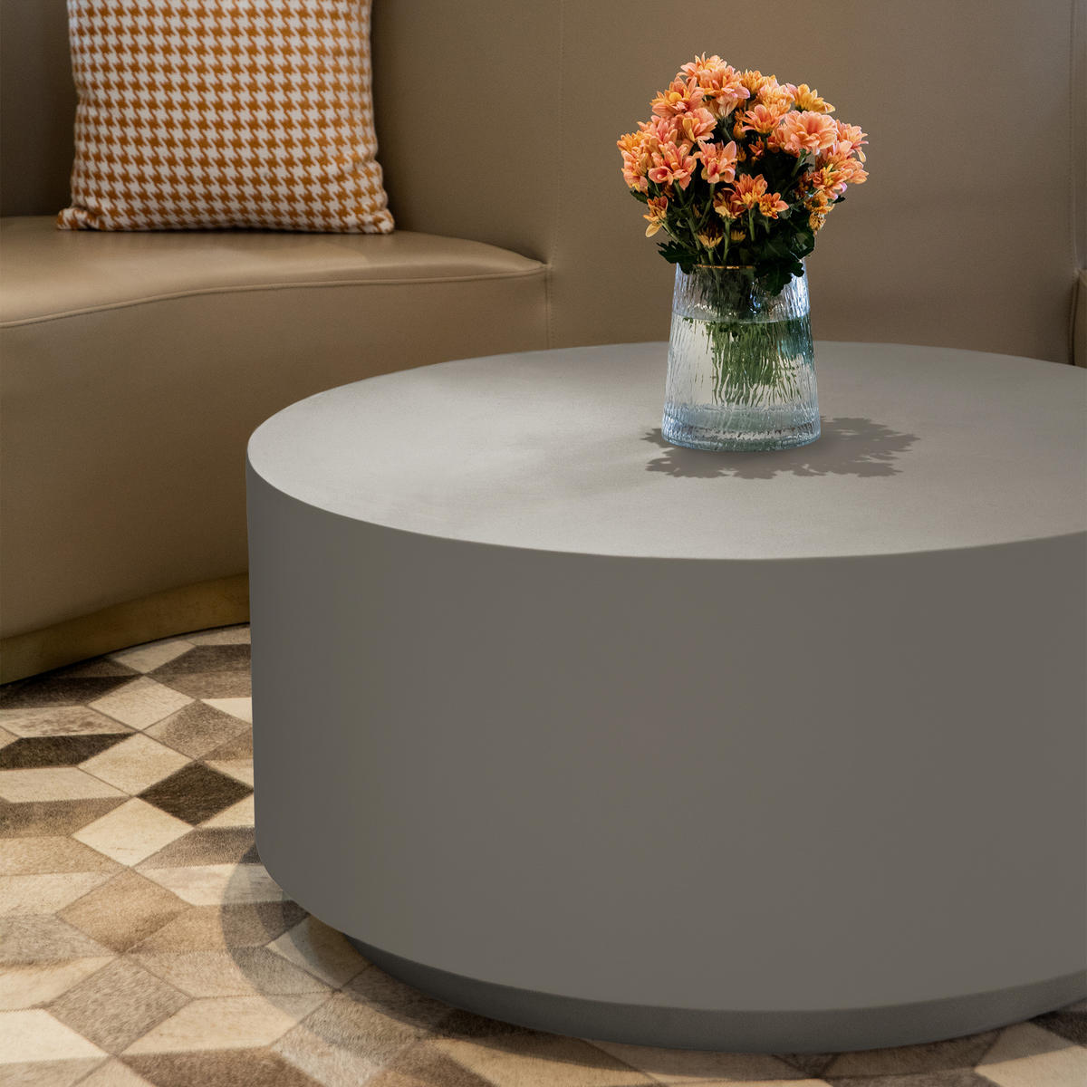 COUCHTISCH ROME Rund Mittel aus Beton 86 x 86 x 41 cm - Grau, Naturmaterialien (86/86/41cm) - Elementi