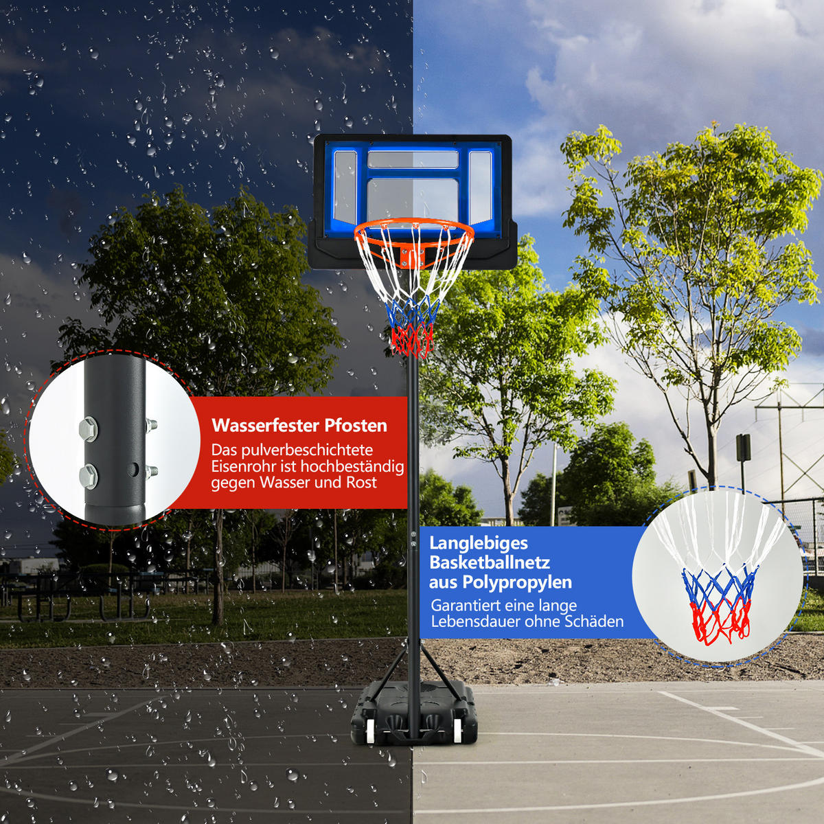 BASKETBALLSTANDER Blau - Blau, Metall (125/76cm) - COSTWAY