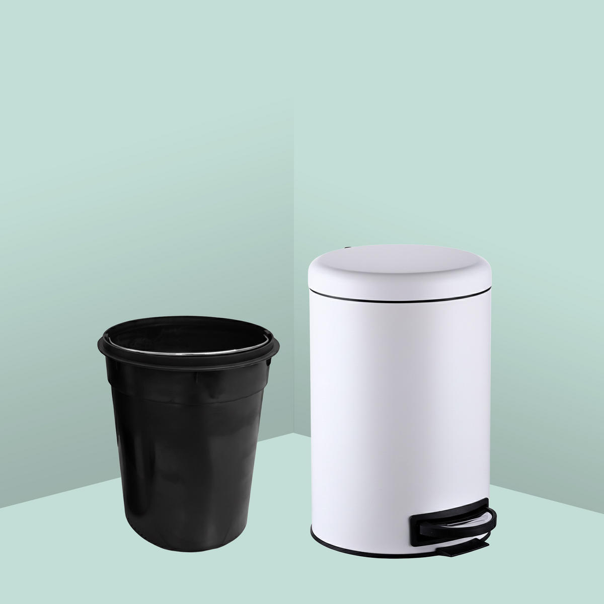 MÜLLEIMER - Weiß, Kunststoff/Metall (25.5/39/33cm) - Relaxdays