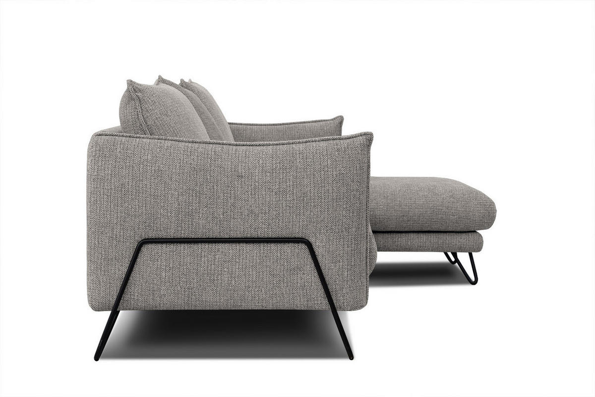 ECKSOFA HOSTEN 4-Sitzer, platinfarben - Platinfarben/Schwarz, Holzwerkstoff/Textil (269/158cm) - Courtois Laville