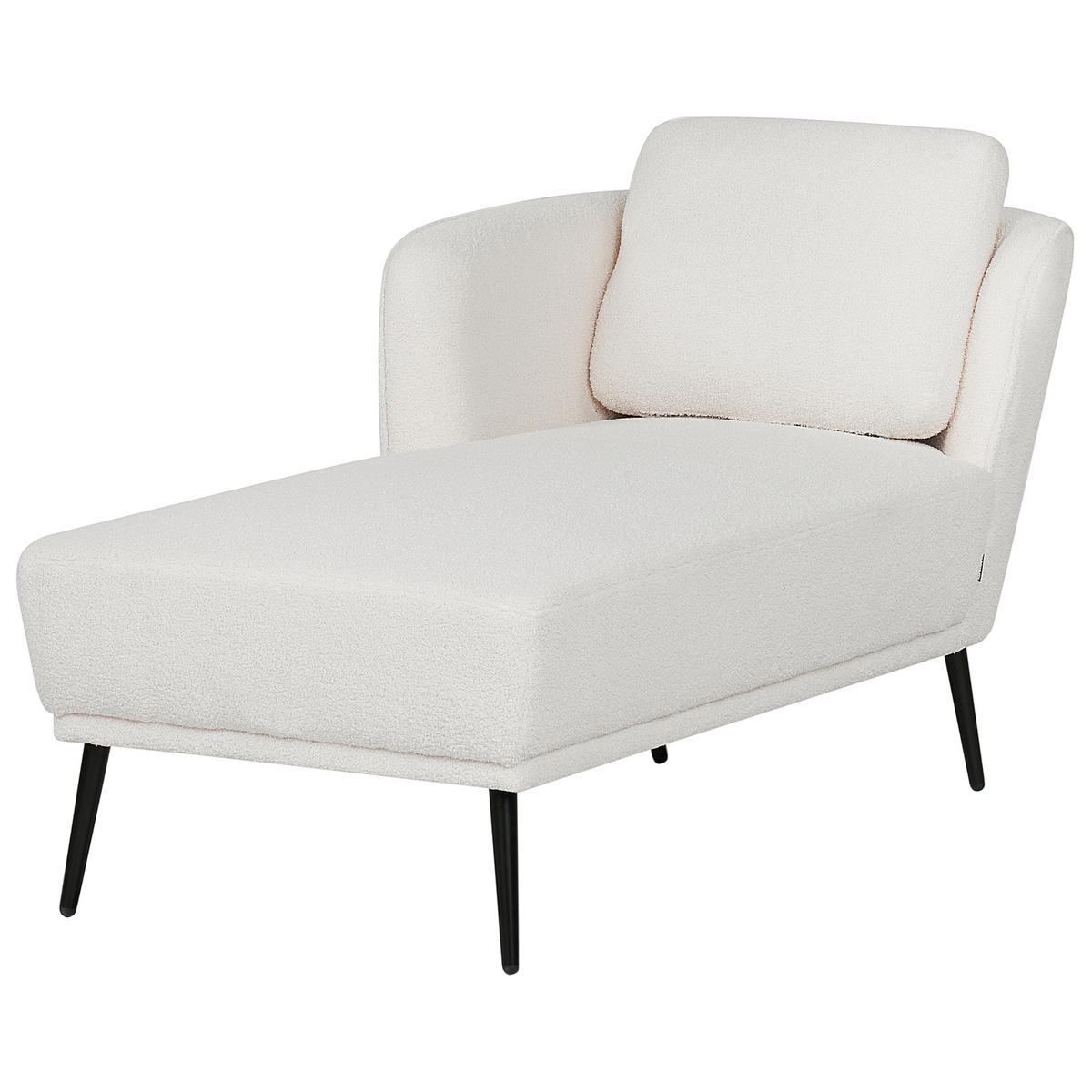 ČALOUNĚNÉ LEHÁTKO CHAISE LONGUE PRAVOSTRANNÉ Bouclé Krémově bílé Artheze - bílá/černá, textil (148/70/64cm) - Beliani