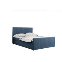 BOXBETT mit Bettkasten Matratze Topper LATINO stoff Velvet 140x200 cm Blau H2-Pocket - Blau, Holz/Holzwerkstoff (140/200cm) - Kaiser Möbel