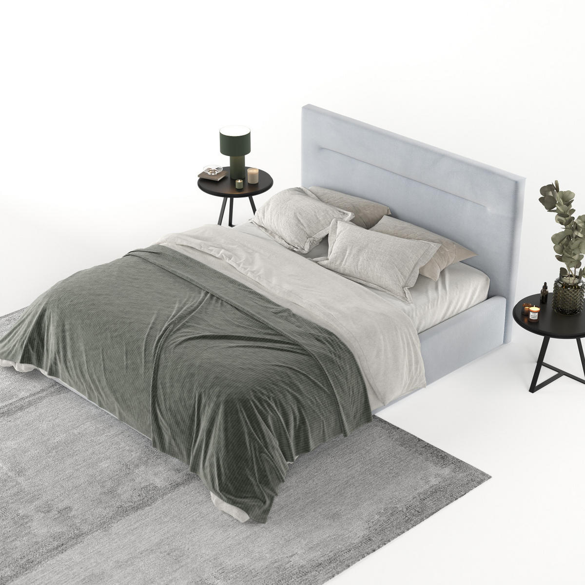 POLSTERBETT Liline 140/200 cm Hellgrau im Paros Stoff - Hellgrau/Schwarz, Holz/Holzwerkstoff (140/200cm) - AltaBeds