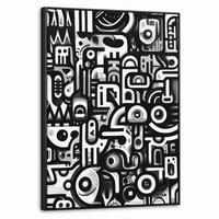 LEINWAND Bilder mit Rahmen - Symbole - Abstrakt - Grafik - Schwarz - 70x100 - Schwarz, Textil (70/100cm) - MuchoWow