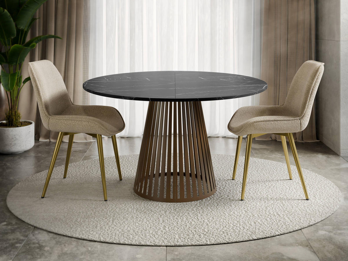 ESSTISCH ausziehbar Cone Braun 100 - Schwarz/Braun, Holzwerkstoff/Metall (100/100/76cm) - MIRJAN24