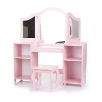 SPIELZEUG Schminktisch mit Spiegel rosa Holz, Spiegel, Hocker, Stauraum, offene Regale, Kinderzimmer - Rosa, Holz (29/114/108cm) - Chipolino