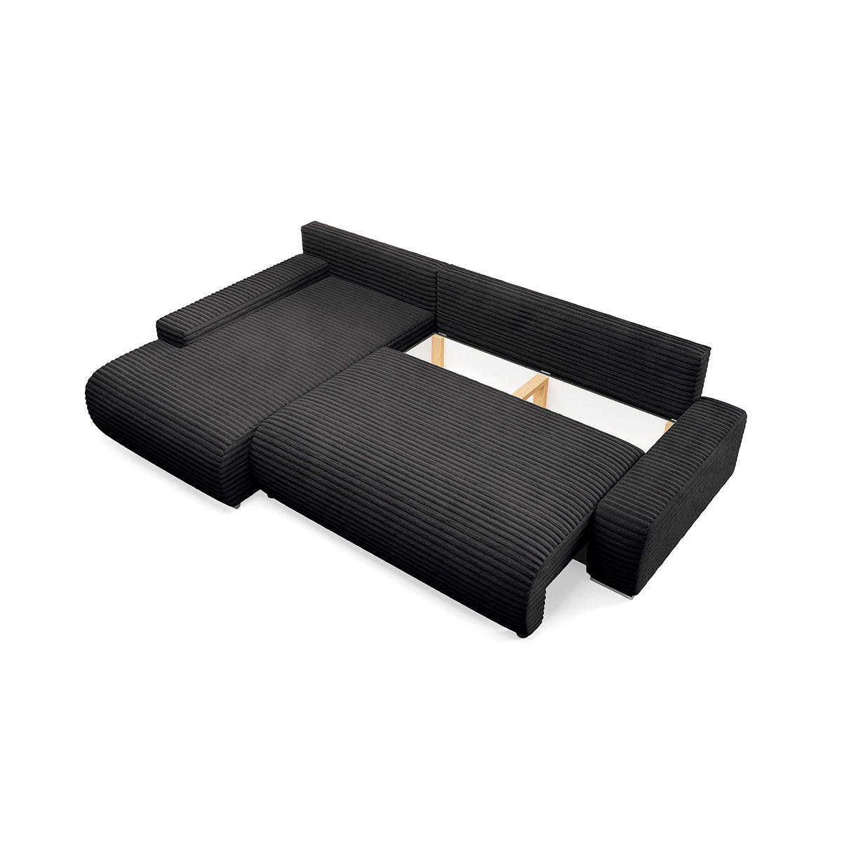 ECKSOFA Ivana 3 Sitzplätze Schwarz - Schwarz, Holz (265/172cm) - Petits-meubles