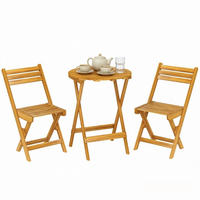 GARTENMÖBEL,KLAPPBAR 1 Tisch+2 Stühle - Beige, Holz - Vallsero