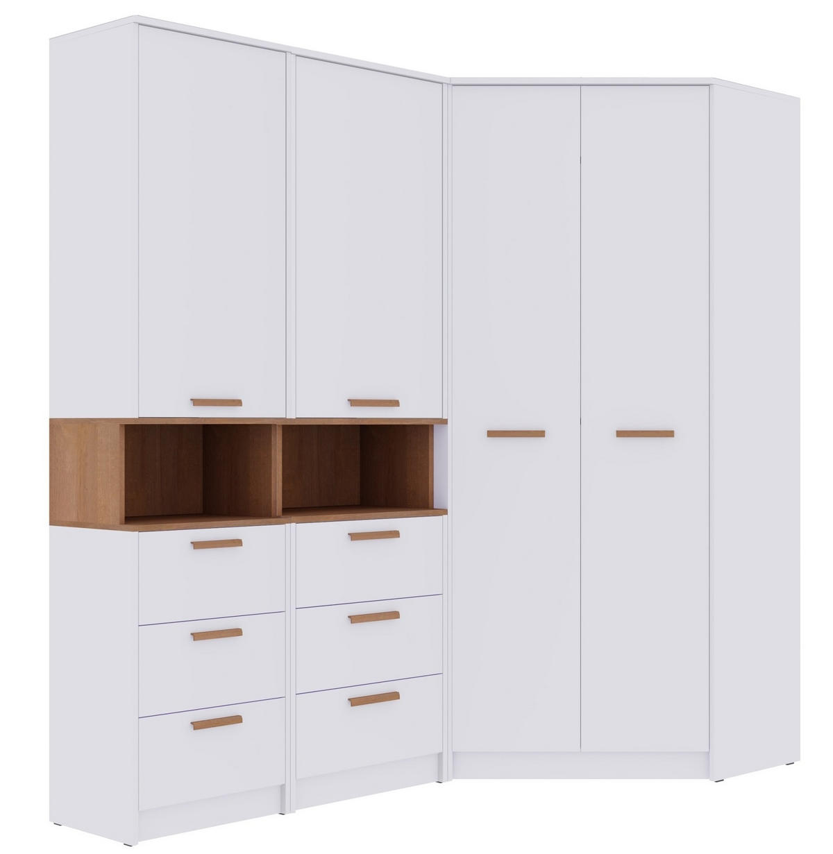 ECKKLEIDERSCHRANK ZWEI REGALE GRANT SET 17/B WEIß 143/195/143 - Weiß, Holzwerkstoff (143/195/143cm) - Marmex Möbel