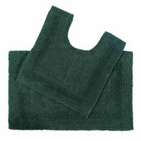 BADGARNITUR 2-teilig, Badematte & WC-Vorleger, wendbar - Dunkelgrün, Textil (50/80cm) - Homescapes