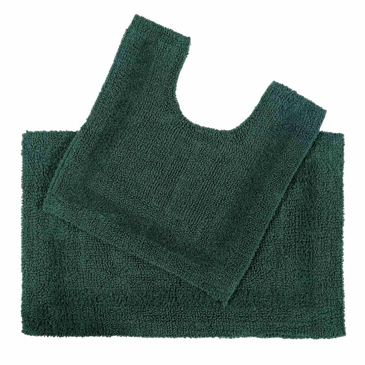 BADGARNITUR 2-teilig, Badematte & WC-Vorleger, wendbar - Dunkelgrün, Textil (50/80cm) - Homescapes