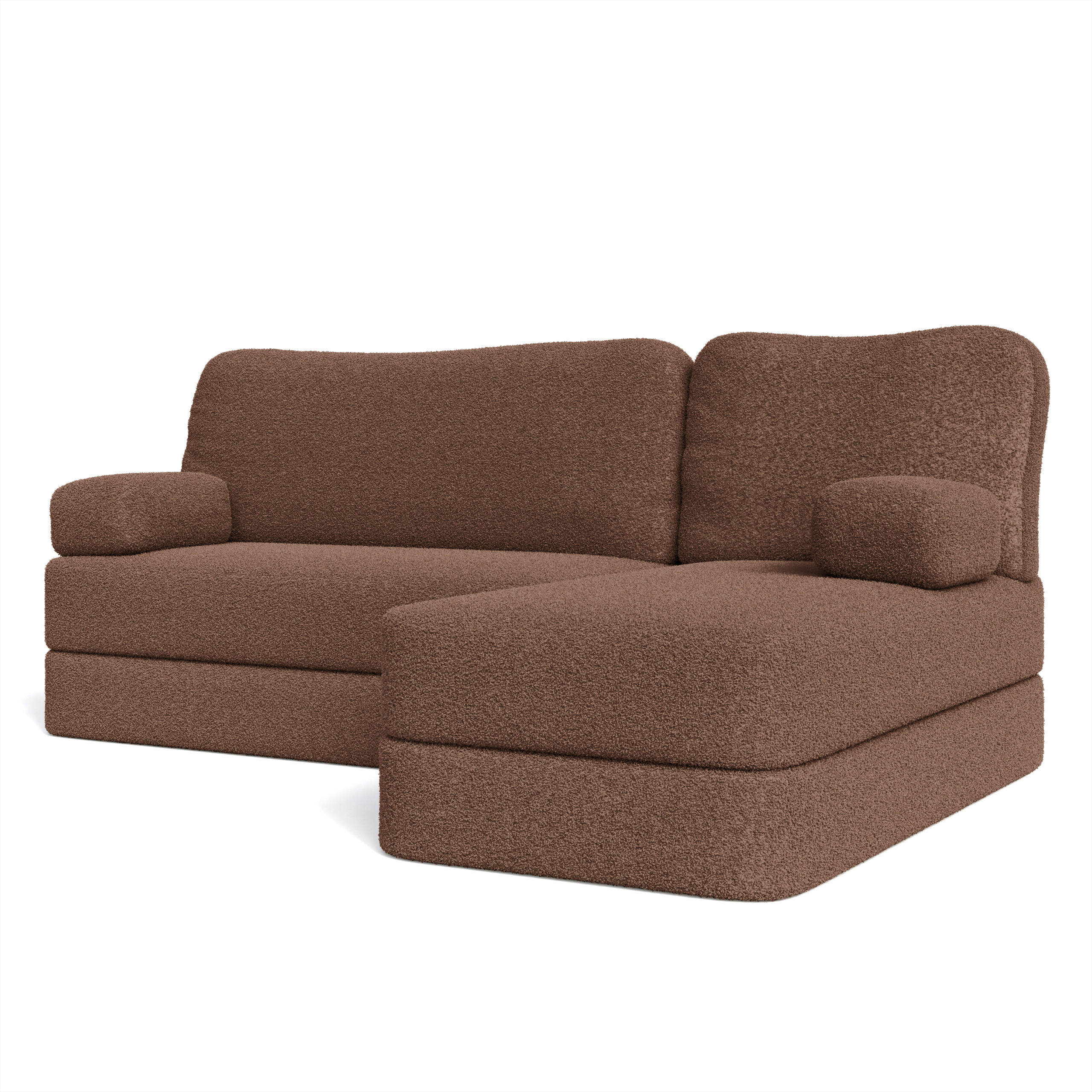 ECKSOFA SABI modulares Boneless Sofa mit Schlaffunktion Braun Boucle-Stoff - Braun, Textil (200/120cm) - MASSENO