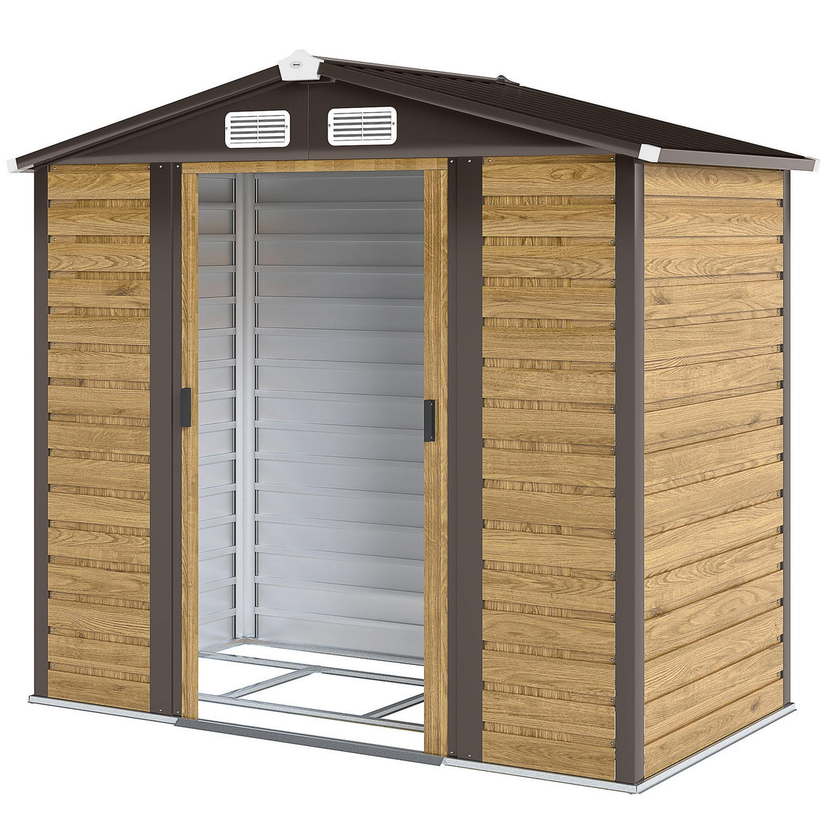 GERÄTEHAUS DE-16860 2,36 m² mit Doppelschiebetür Eiche - Eichefarben, Metall (120/194/213cm) - ComfortXL