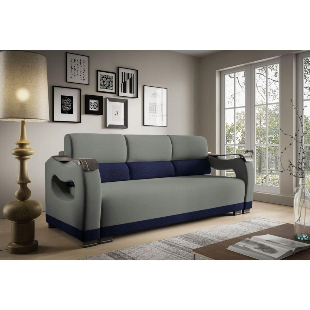 Thumbnail - Möblo Schlafsofa, Dunkelblau, Holz, 227x90x92 cm, Wohnzimmer, Sofas & Couches, Schlafsofas