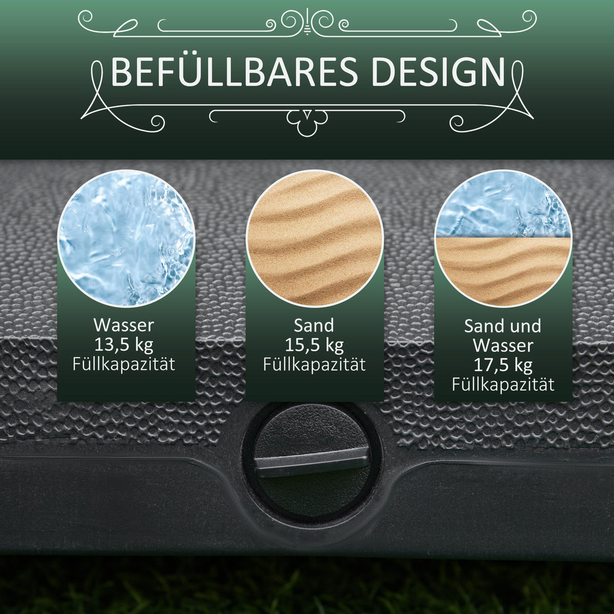 SCHIRMSTÄNDER, HDPE, Schwarz - Schwarz, Kunststoff (45/45cm) - Outsunny