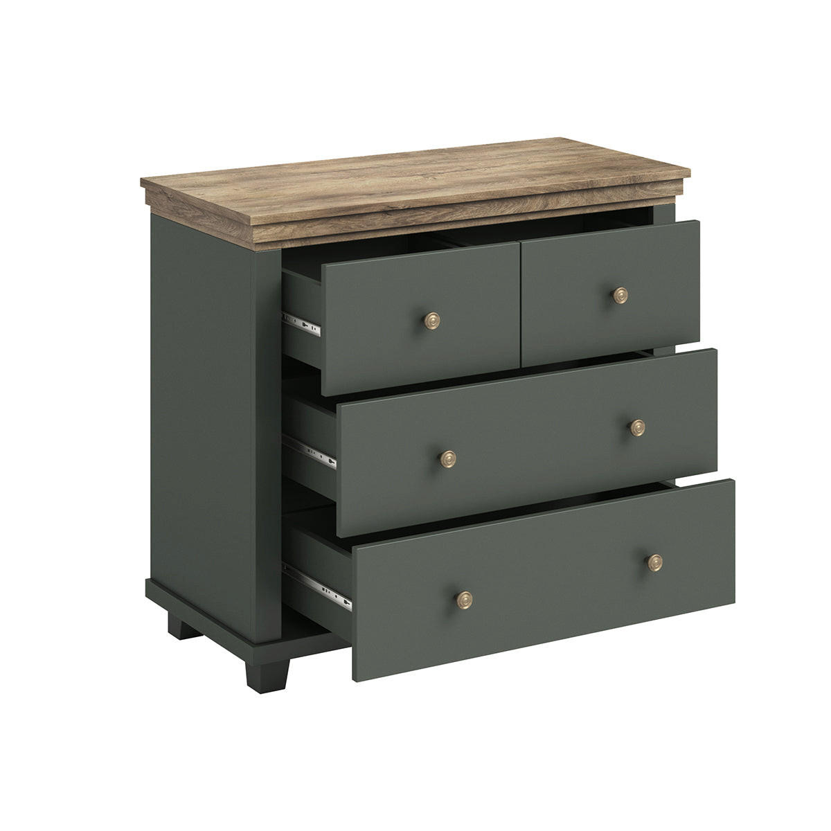 KOMMODE Martin Grün und Holz - Grün, Holzwerkstoff (90/80.5/42cm) - Petits-meubles