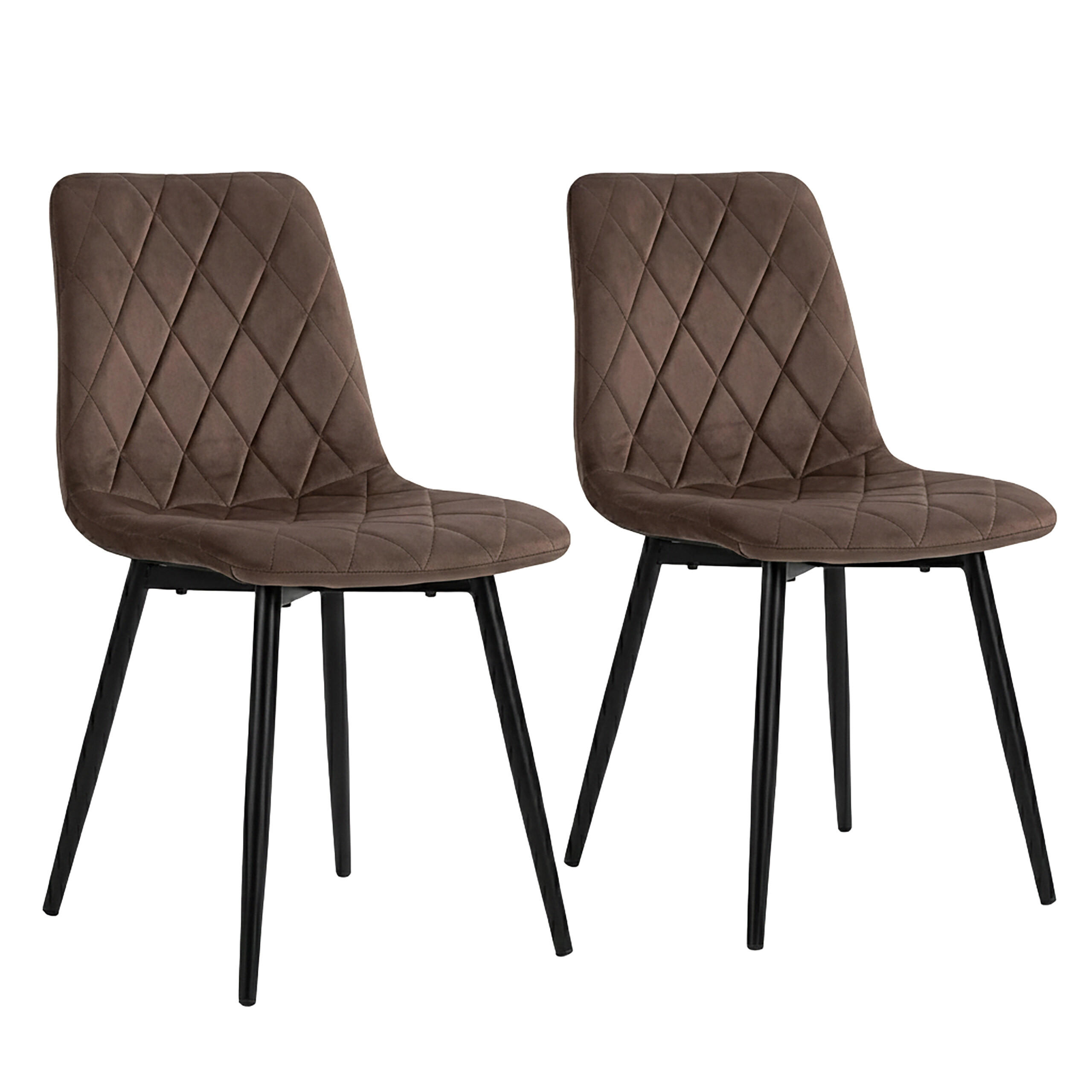 ESSZIMMERSTUHL Braun 2er-Set Samt - Braun, Holz/Textil (43/86/53.5cm) - Relaxdays