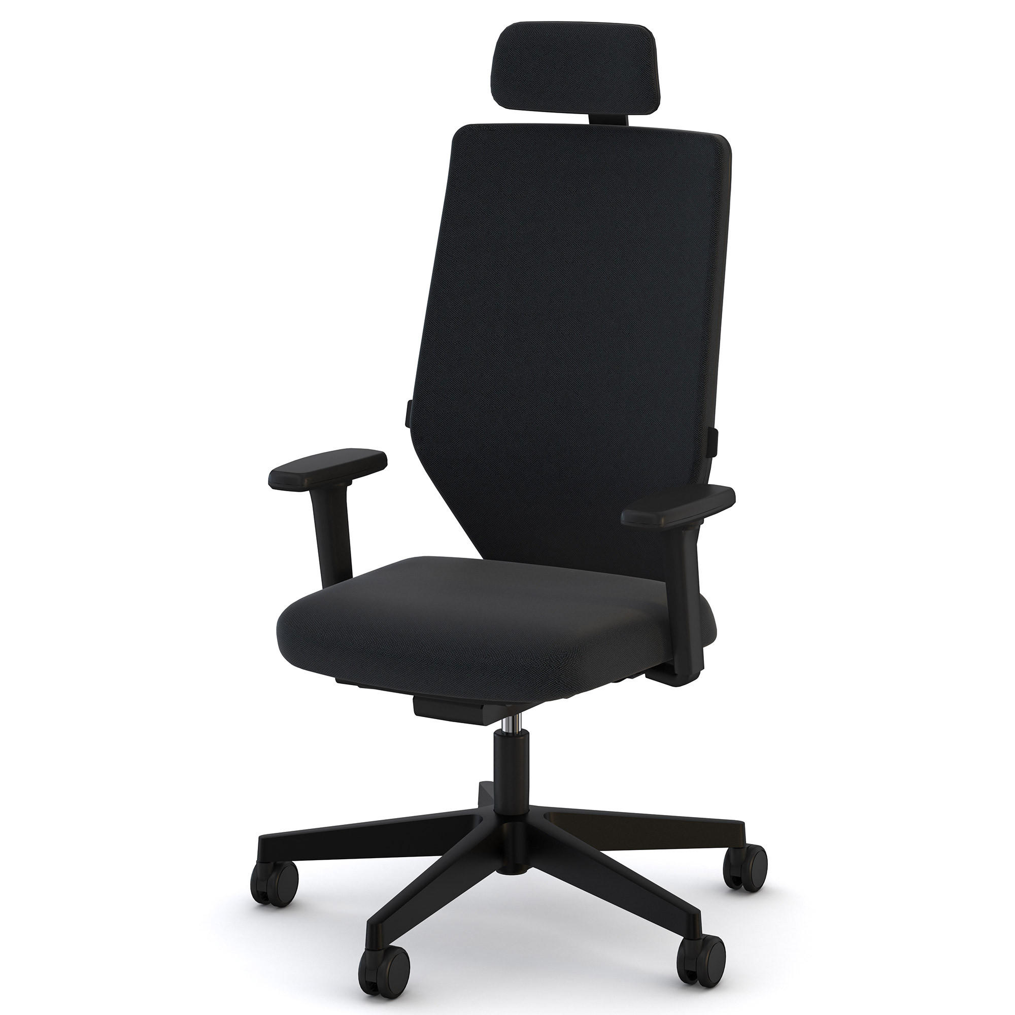 DREHSTUHL Bürostuhl Streamo mit Polsterrücken und Kopfstütze wie Sitz Schwarz Ergonomischer Polsterrücken - Schwarz, Textil (48/132/45cm) - ASSMANN
