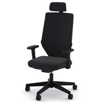 DREHSTUHL Bürostuhl Streamo mit Polsterrücken und Kopfstütze wie Sitz Schwarz Ergonomischer Polsterrücken - Schwarz, Textil (48/132/45cm) - ASSMANN