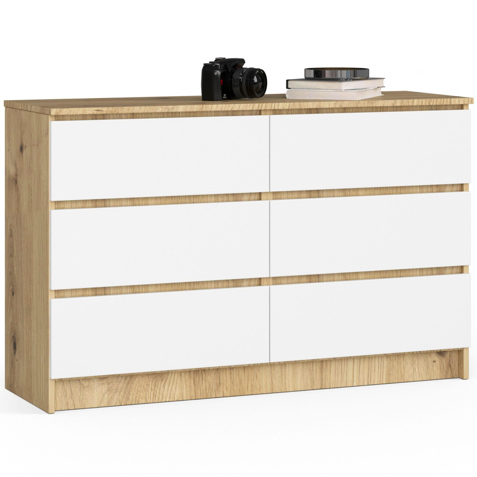 Akord Kommode Eiche Artisan, Weiß 120x77x40 cm