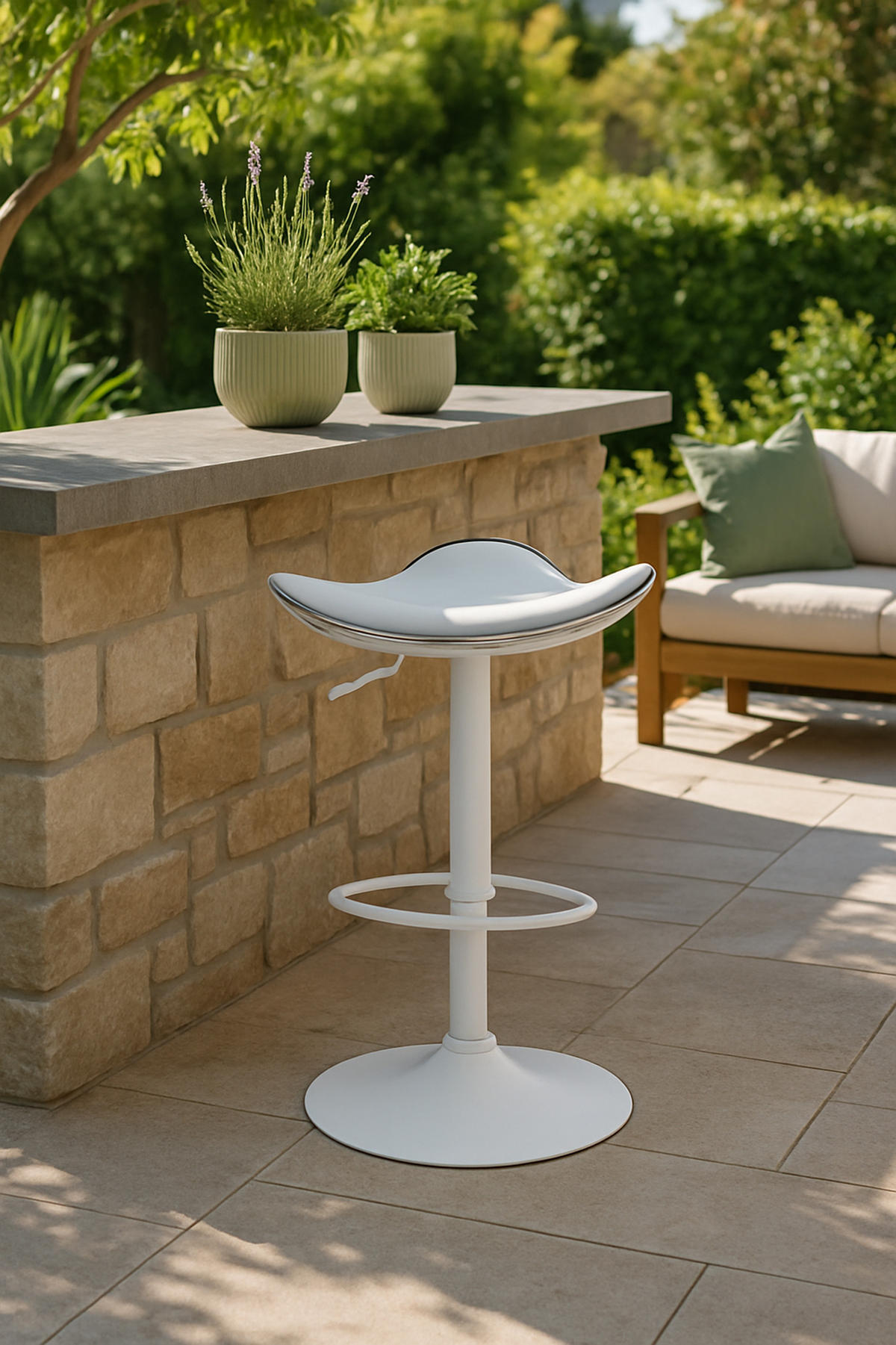 BARHOCKER Shengen Kunstleder weiß weiß - Weiß, Kunststoff/Metall (45/91/45cm) - TPFLiving