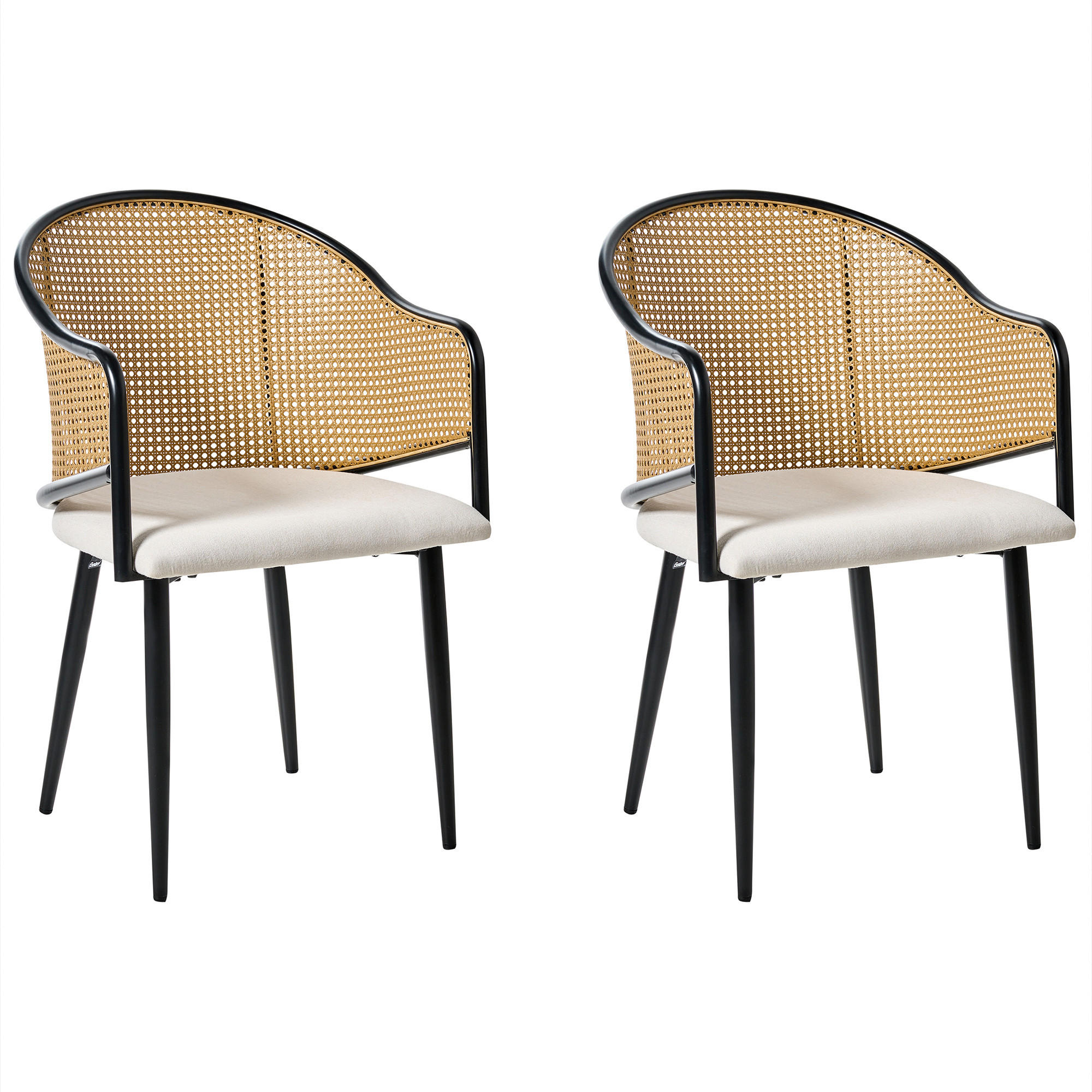 ESSZIMMERSTUHL 2er Set Metall Schwarz Weimar - Creme/Schwarz, Metall (51/83/55cm) - Beliani